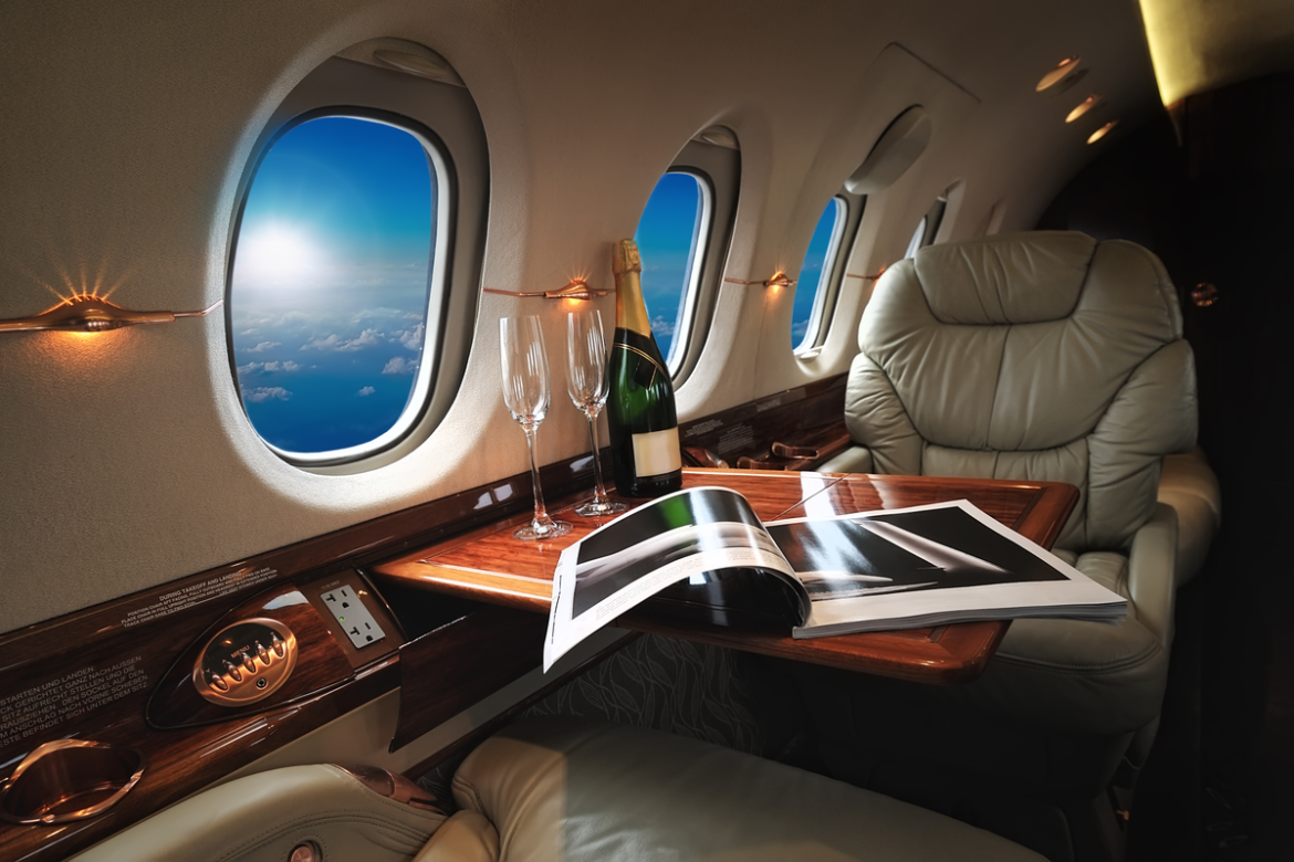 interior of a luxury jet.